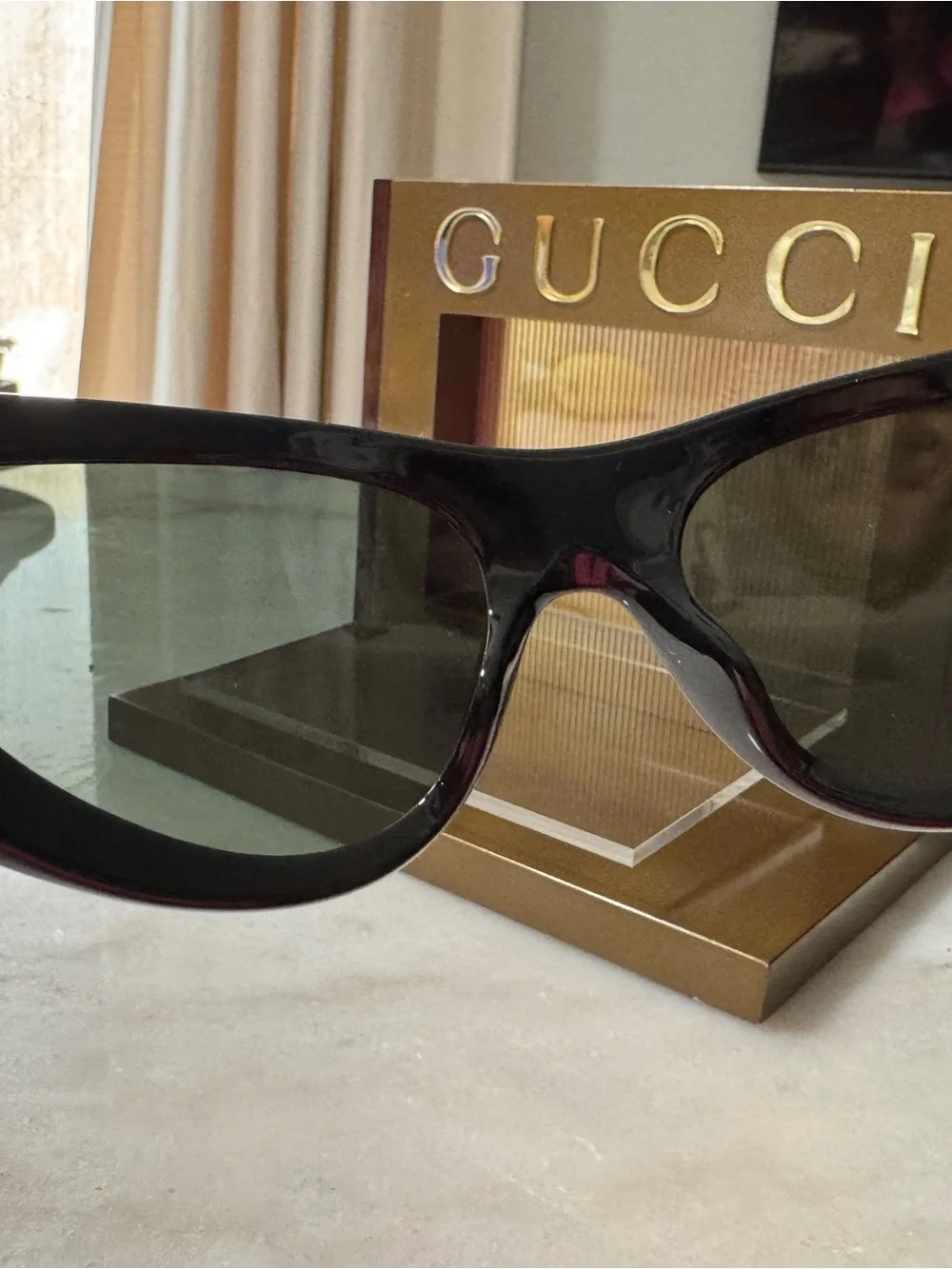 Gucci Black Unisex Wrap Sunglasses with Dark Lenses